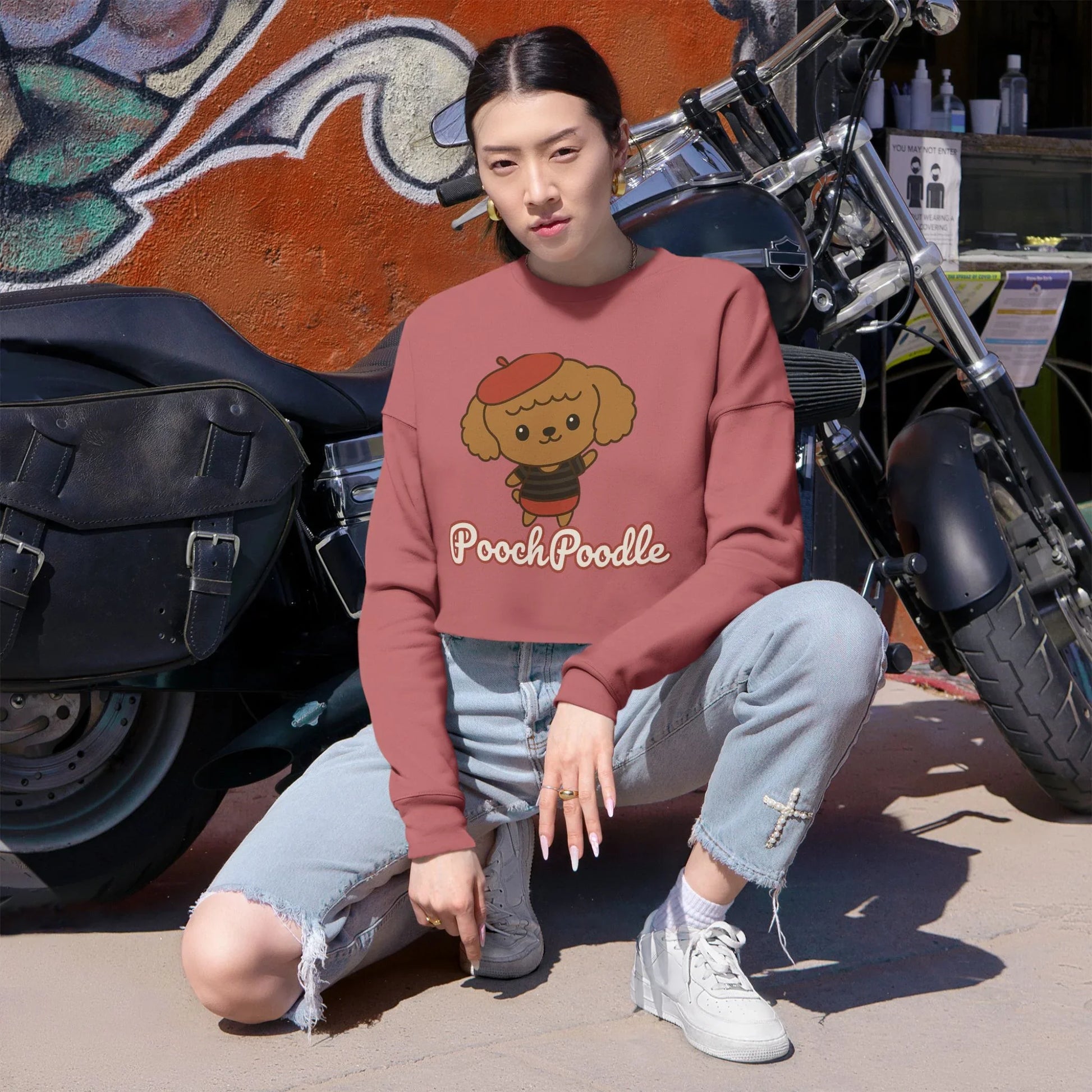 Cute Poodle Graphic Cropped Sweatshirt | Pooch Poodle