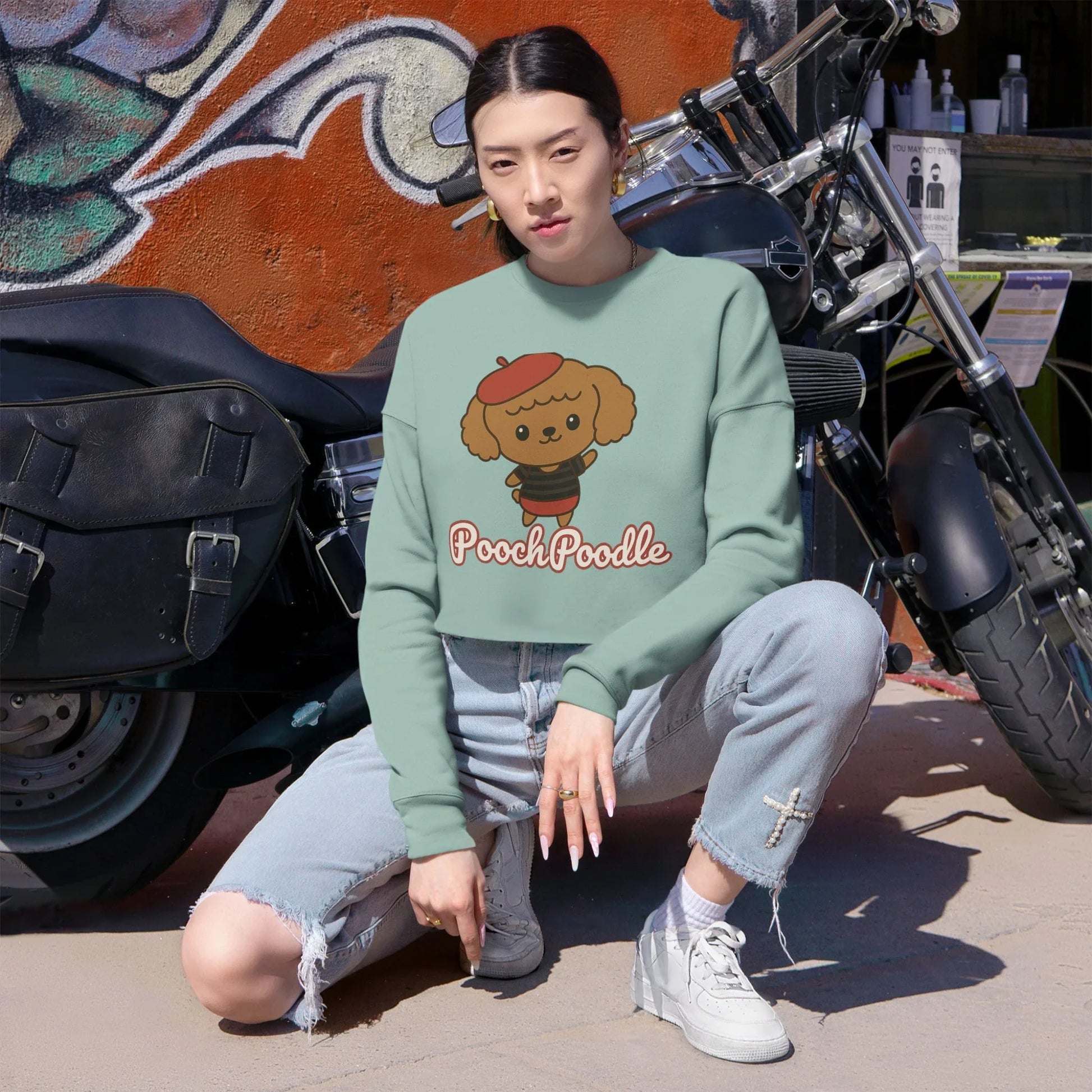 Cute Poodle Graphic Cropped Sweatshirt | Pooch Poodle