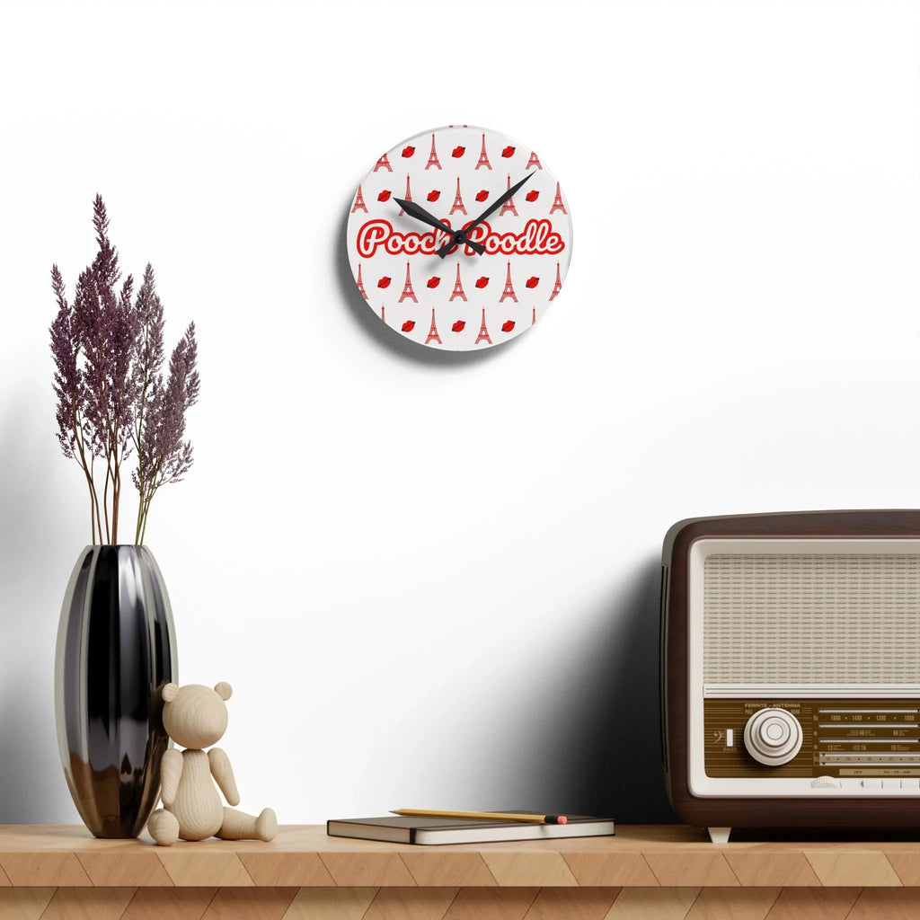 Cute Parisian Acrylic Wall Clock | Pooch Poodle