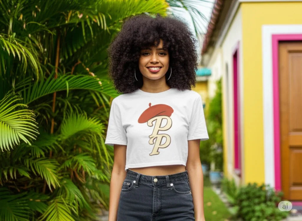 Cute Flowy Cropped Logo Double P Tee | Pooch Poodle