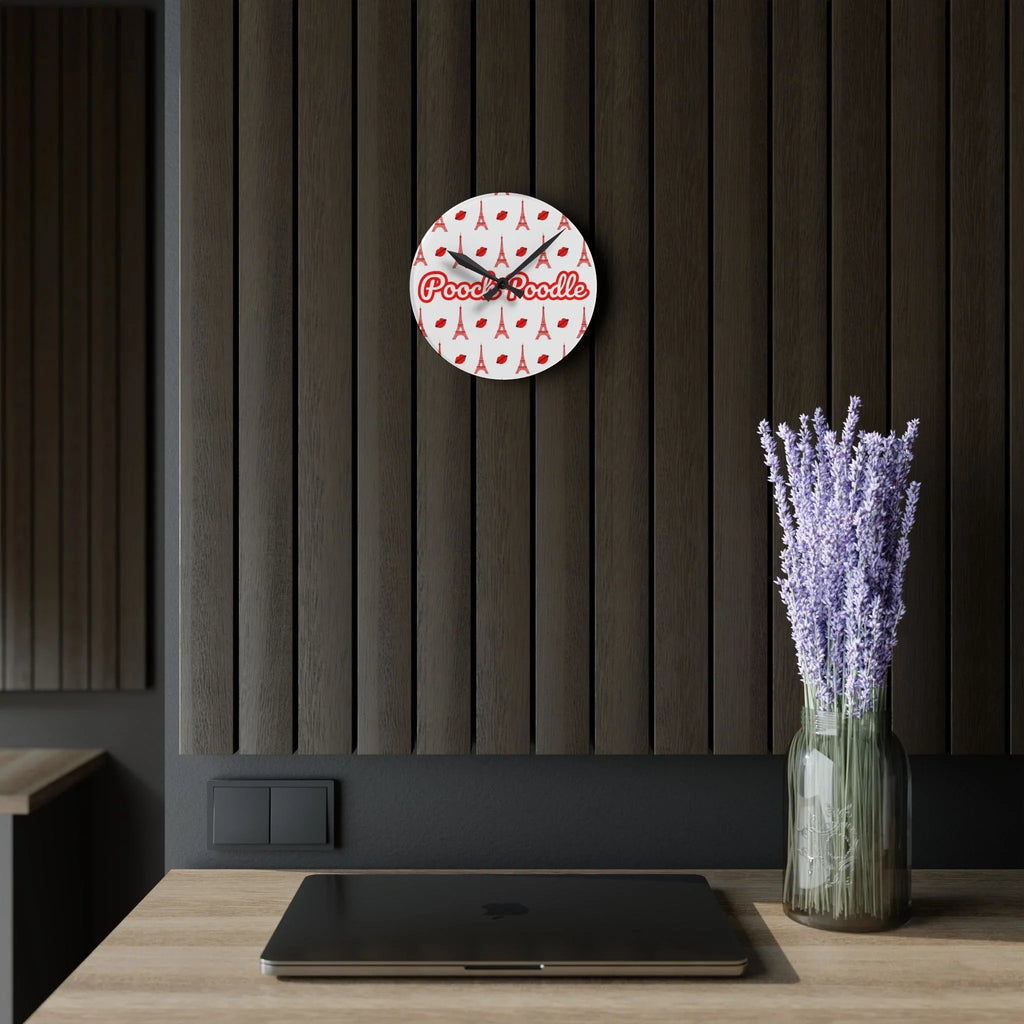 Cute Parisian Acrylic Wall Clock | Pooch Poodle